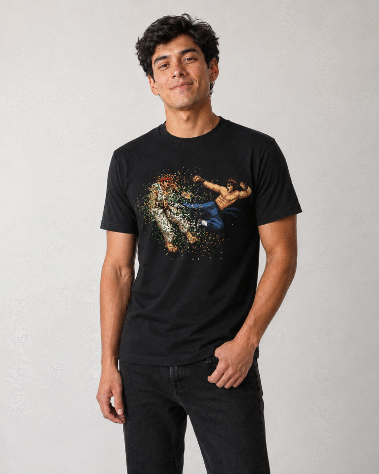 Combate Pixel - remera unisex, ejemplo calce Estándar