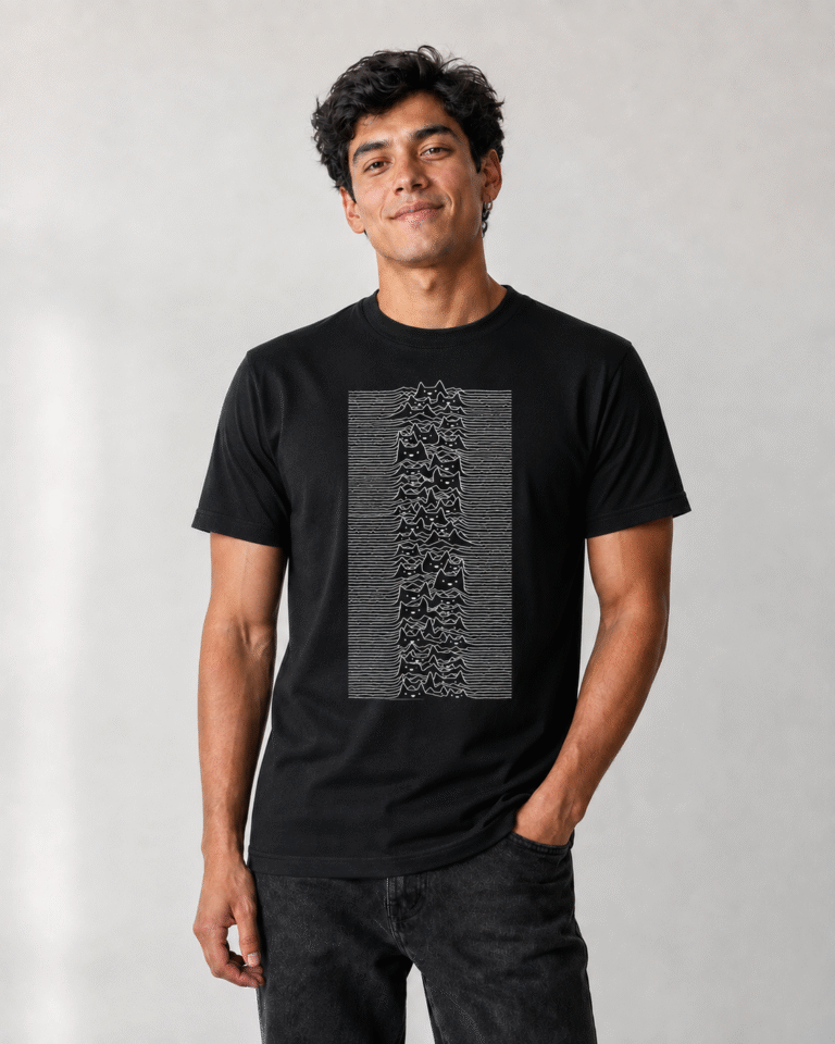 Frecuencia Felina - remera unisex, ejemplo calce Estándar