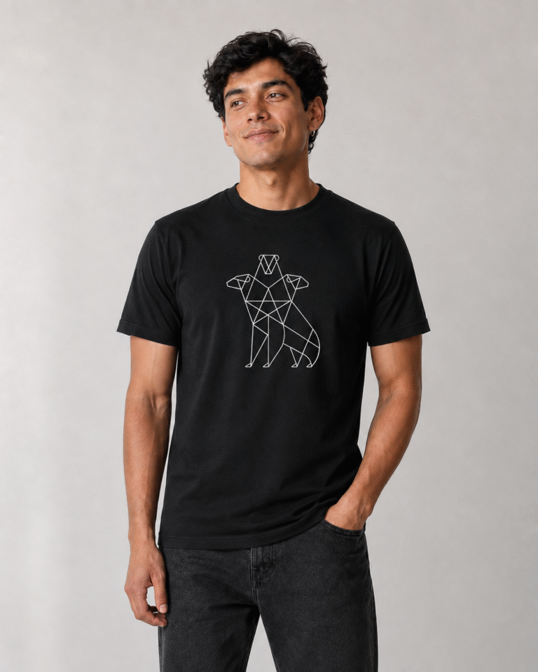 Guardián Geométrico - remera unisex, ejemplo calce Estándar