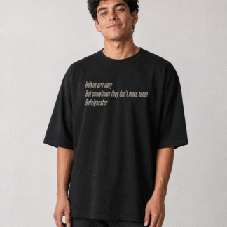 Haiku Imprevisto - remera unisex, ejemplo calce Oversize
