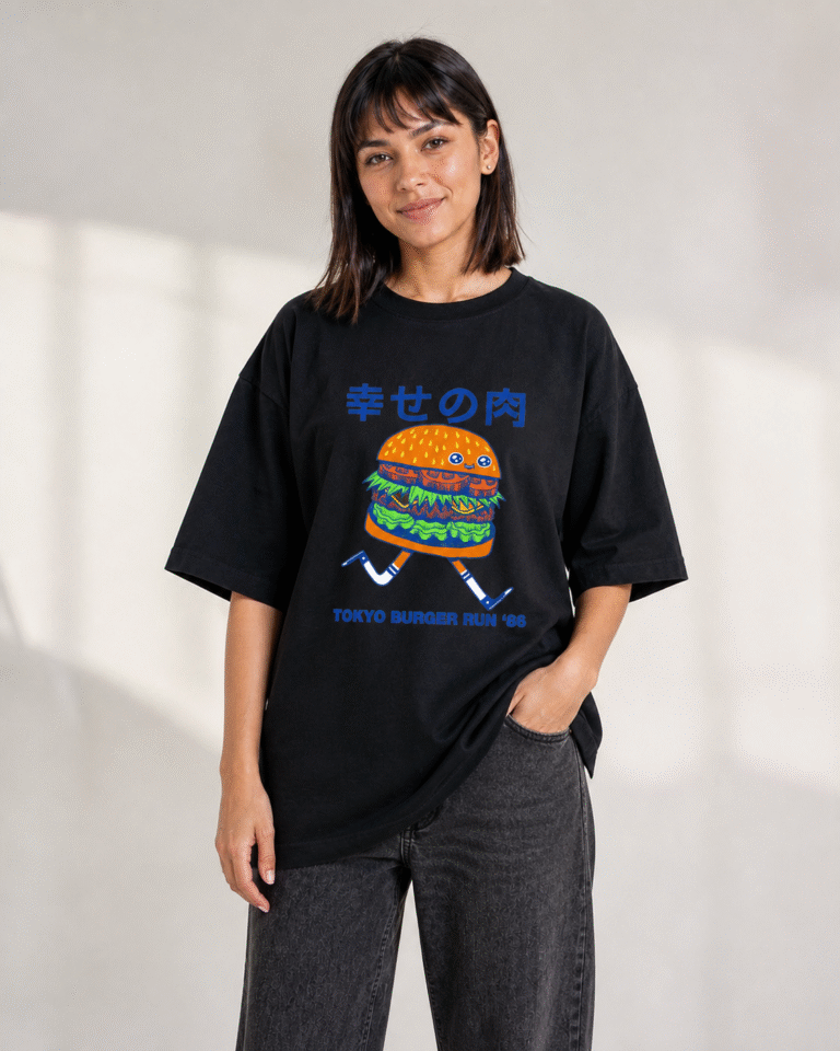 Hamburguesa Veloz - remera unisex, ejemplo calce Oversize