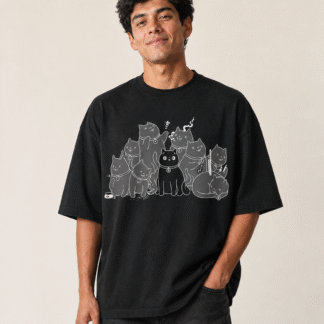 Nueve Vidas - remera unisex, ejemplo calce Oversize